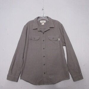 Devium Shirt Men Large Gray Organic Cotton Flannel Made in USA Workwear